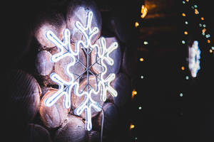 Neon Light Snowflake Decoration Wallpaper