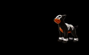 Neon Lights Houndour With Black Backdrop Wallpaper