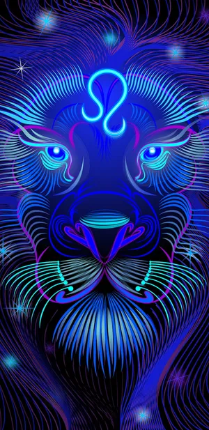 Neon Lion Abstract Art Wallpaper