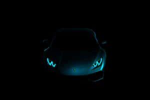 Neon Lit Black Lamborghini Dark Background Wallpaper