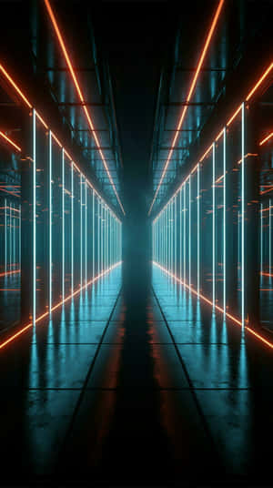 Neon Lit Corridor Wallpaper Wallpaper