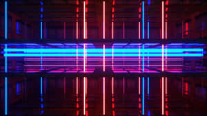 Neon Lit Modern Interior Reflection Wallpaper