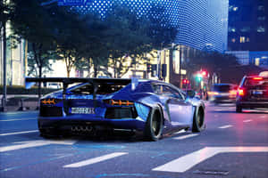 Neon Lit Urban Lamborghini Wallpaper