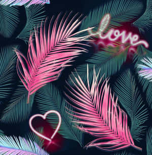 Neon Love Feathers Artwork Wallpaper