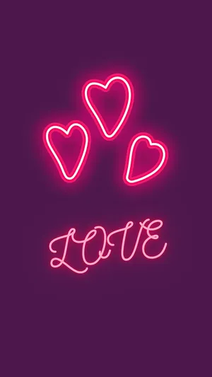 Neon Love Hearts Aesthetic Wallpaper
