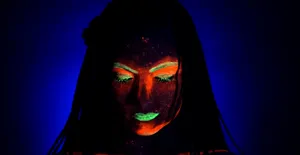 Neon_ Makeup_ Under_ Black_ Light Wallpaper
