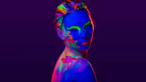 Neon_ Makeup_ Under_ Black_ Light Wallpaper