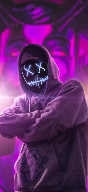 Neon_ Mask_ Hoodie_ Figure Wallpaper