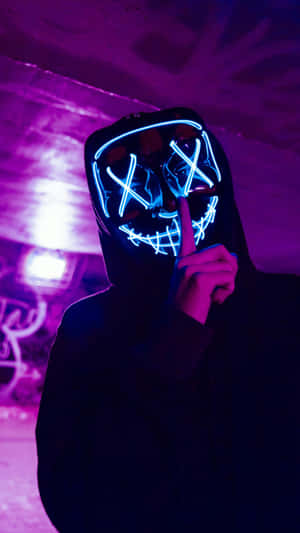 Neon Mask Shhh Gesture Wallpaper