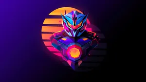 Neon Mecha Sunset Profile Wallpaper