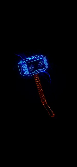 Neon Mjolnir Art Marvel Iphone Xr Wallpaper
