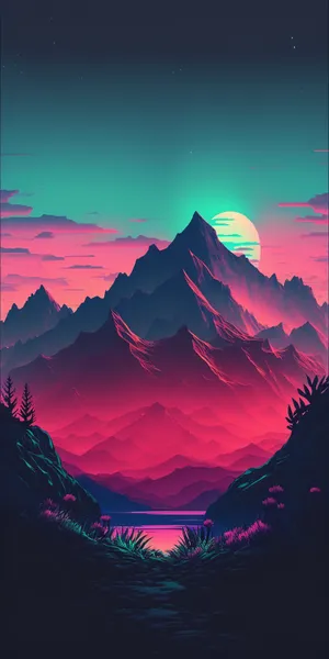 Neon Mountain Landscape Wallpaper