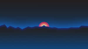 Neon Mountain Sunset Landscape Wallpaper