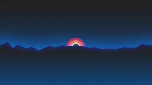 Neon Mountain Sunset Landscape Wallpaper