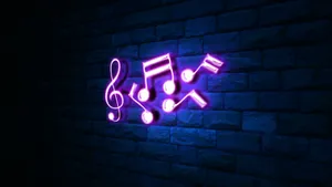 Neon Music Notes Wall Art Wallpaper