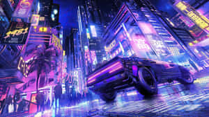 Neon Night Anime Car Wallpaper