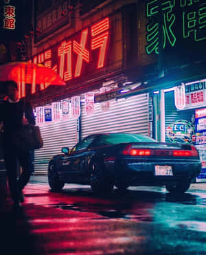 Neon Night J D M Car Scene Wallpaper
