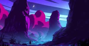 Neon_ Night_ Valley_ Landscape Wallpaper