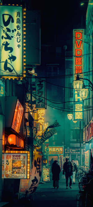 Neon Nightlife Alley Wallpaper