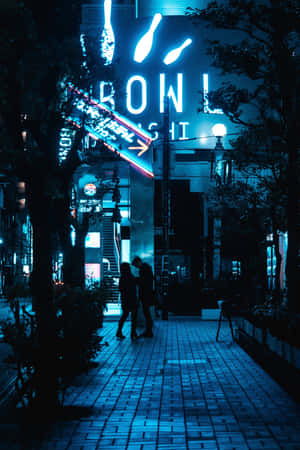 Neon Nightlife Dark Blue Aesthetic.jpg Wallpaper