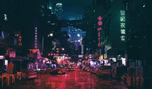 Neon Nightlifein Urban Japan Wallpaper