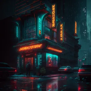 Neon Noir Cyberpunk Corner Store Wallpaper