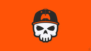 Neon Orange Skull Wallpaper