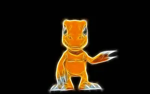 Neon Outline Agumon Digital Art Wallpaper