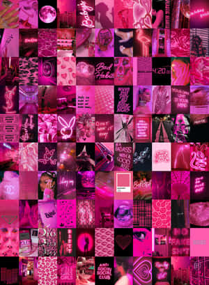 Neon Pink Aesthetic Collage Wallpaper