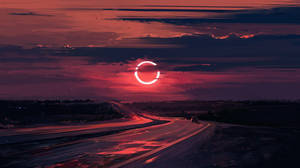 Neon Pink Aesthetic Eclipse Wallpaper