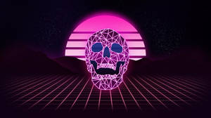 Neon Pink Aesthetic Skull Retro Art Wallpaper