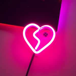 Neon Pink Heart Light Wallpaper