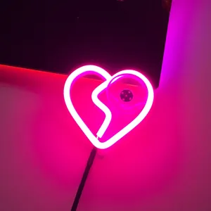 Neon Pink Heart Light Wallpaper