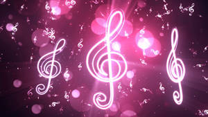 Neon Pink Music Notes Wallpaper