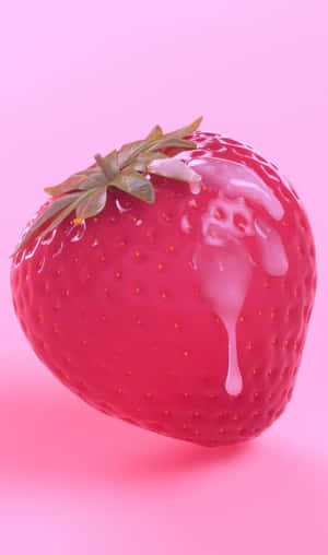 Neon Pink Pastel Cute Strawberry Wallpaper