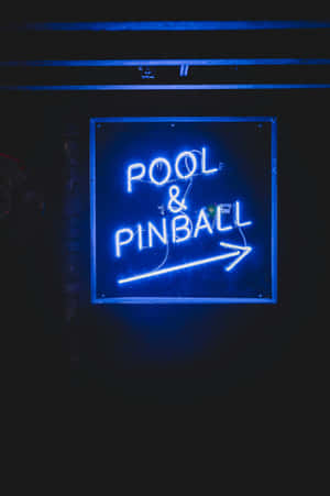 Neon Pool Pinball Sign Dark Blue Aesthetic.jpg Wallpaper