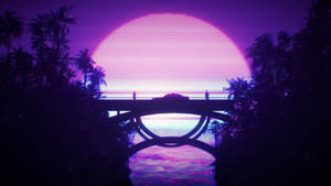 Neon Purple 4k Car Bridge Wallpaper