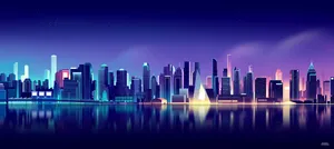 Neon Purple Aesthetic Distant City Wallpaper