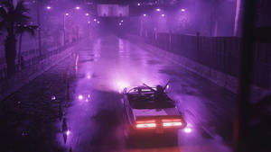 Neon Purple Empty Road Wallpaper