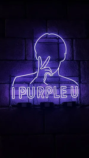 Neon Purple Love Sign Wall Art Wallpaper