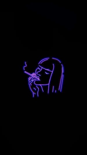 Neon Purple Smoking Silhouette Wallpaper