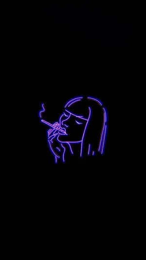 Neon Purple Smoking Silhouette Wallpaper