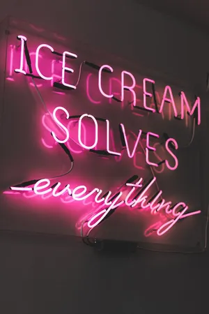 Neon Quotes Pink Ice Cream Solves Everything Wallpaper