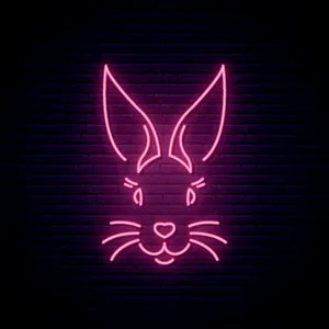 Neon Rabbit Logoon Brick Wall Wallpaper