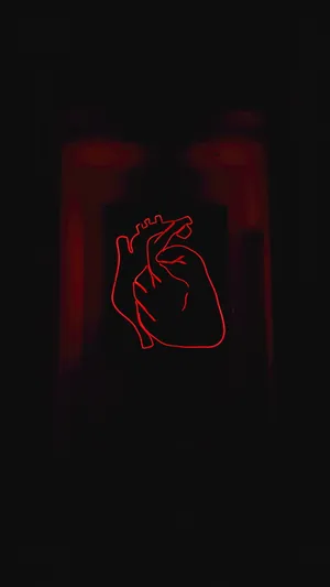 Neon Red Heart 4k Iphone 11 Wallpaper