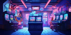 Neon Retro Arcade Room Wallpaper