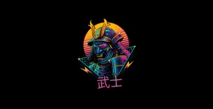 Neon Samurai Helmet Artwork Wallpaper
