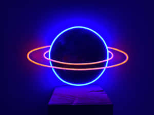 Neon Saturn Illumination Wallpaper