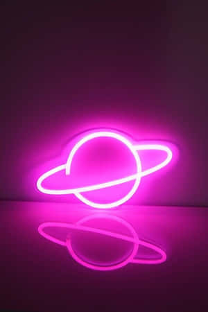 Neon Saturn Wall Art.jpg Wallpaper