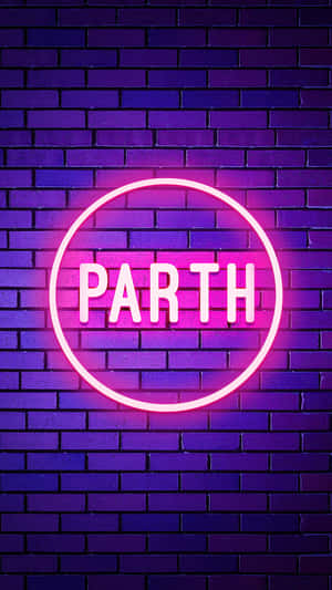 Neon Sign Name Parth Purple Brick Wall Wallpaper